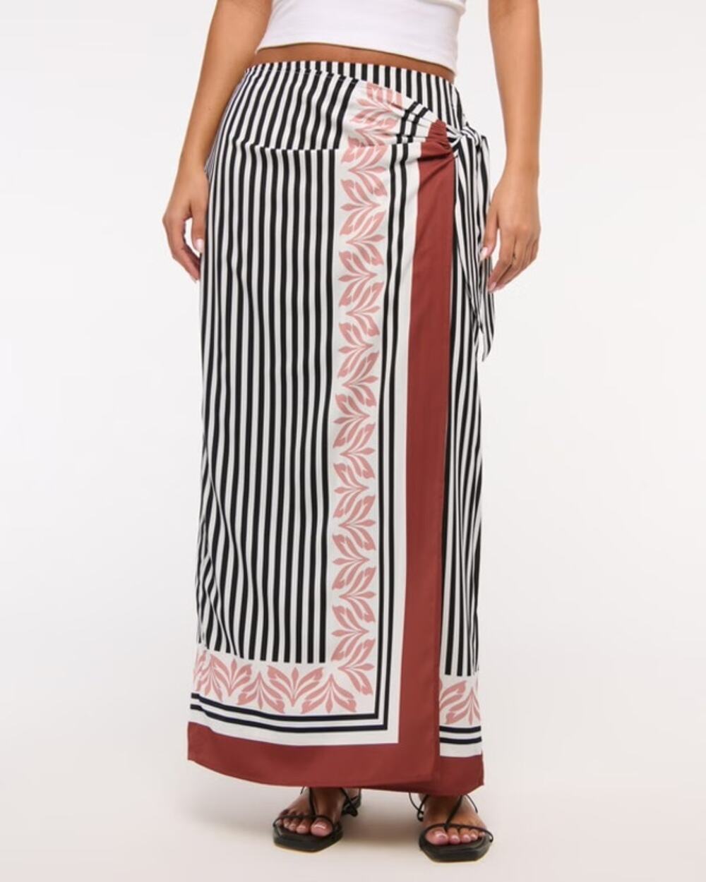 Abercrombie & Fitch Striped Scarf-Style Wrap Maxi Skirt Size M Boho Resort